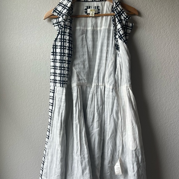 Maeve Black/White Collared Shirt Dress With Tie Size 12 - Picture 5 of 6